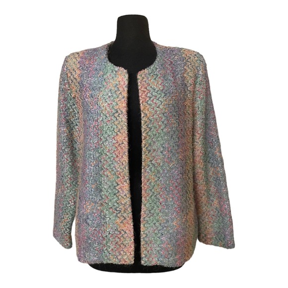Vintage Vera Neumann Pastel Mohair Open Blazer Size 14 - Picture 1 of 7